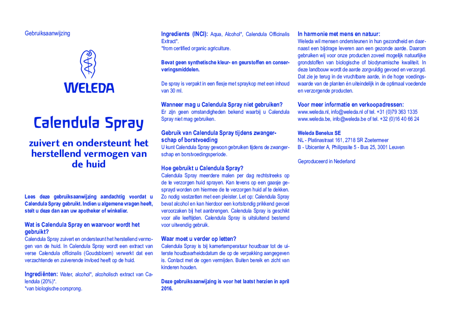 Calendula Spray afbeelding van document #1, gebruiksaanwijzing